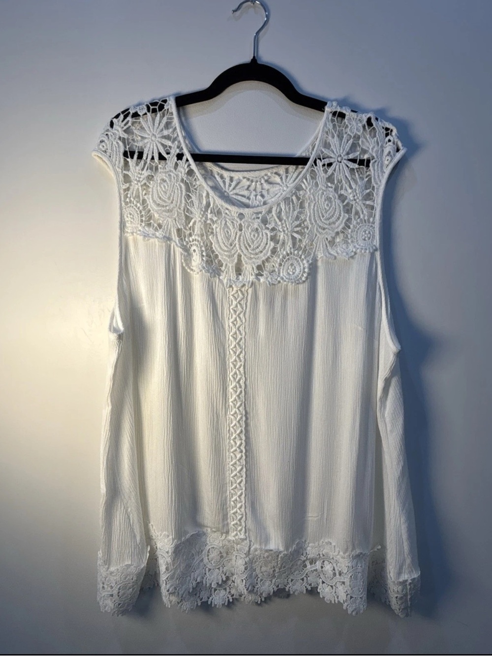 American Rag Cie 3X Ivory Crochet Lace Tunic Blouse Cottagecore Boho Flowy Top - Picture 2 of 9